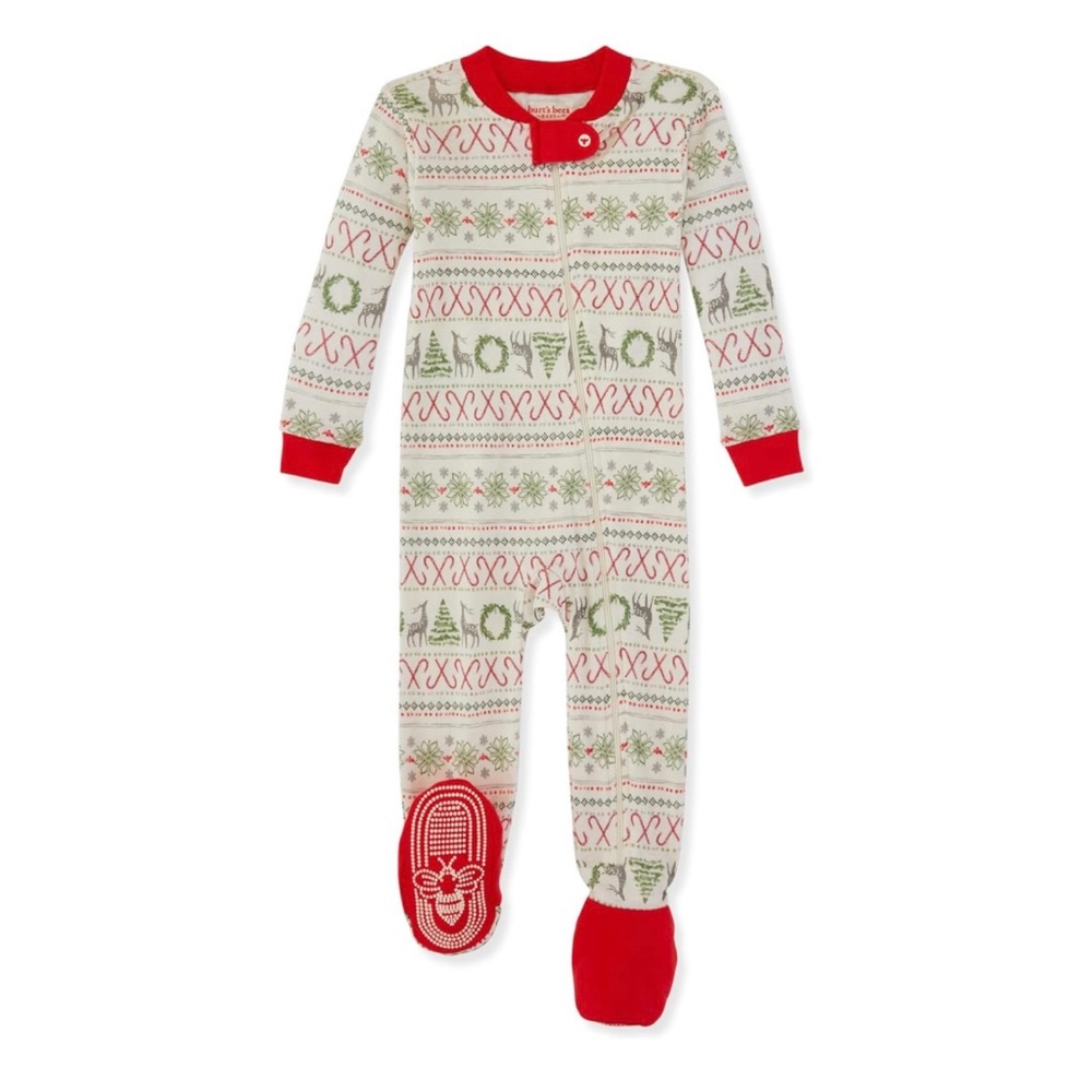 Burt’s Bees Footed Pajamas Onesie - Christmas Fair Isle